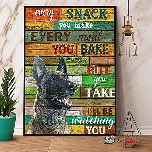 Krouterebs Belgian Malinois I'll Be Watching You Metal Tin Sign Iron Painting Plaque Novelty Parlor Home Restaurant Kitchen Celebration Farm Courtyard Posters Metal Signs Wall Decor 8x6 Inch