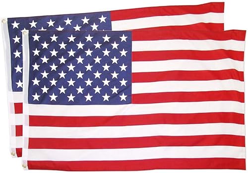 Paquete de 2 ojales de poliéster para bandera de Estados Unidos de 3 x 5 pies (2, 3 x 5 pies)