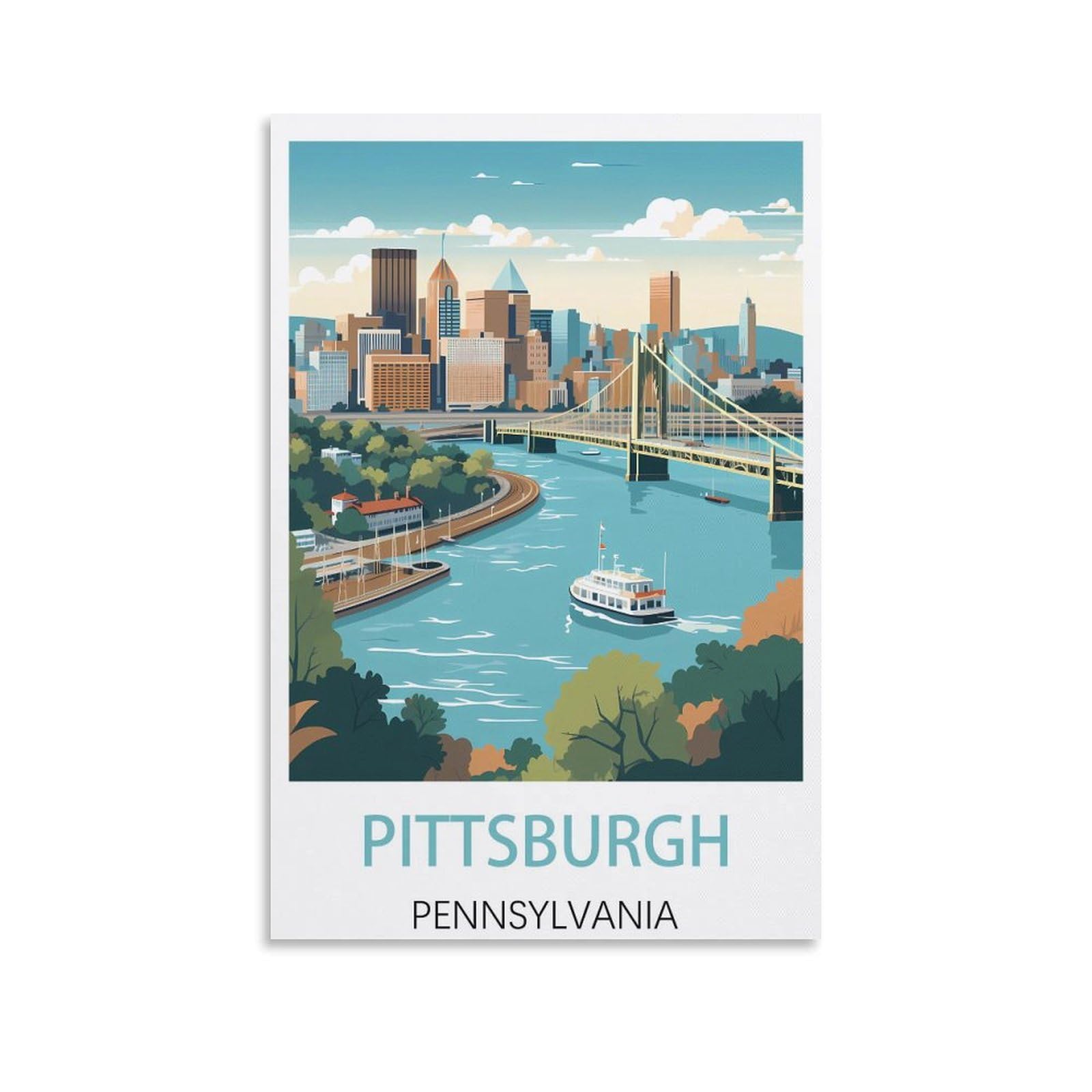 EZMLFA DIY Diamond Painting,Pittsburgh Pennsylvania 5D Landscape Diamond Painting Kits for Adult, Gem Art Crystal Art Kits for Adults, for Home Wall 30x40cm