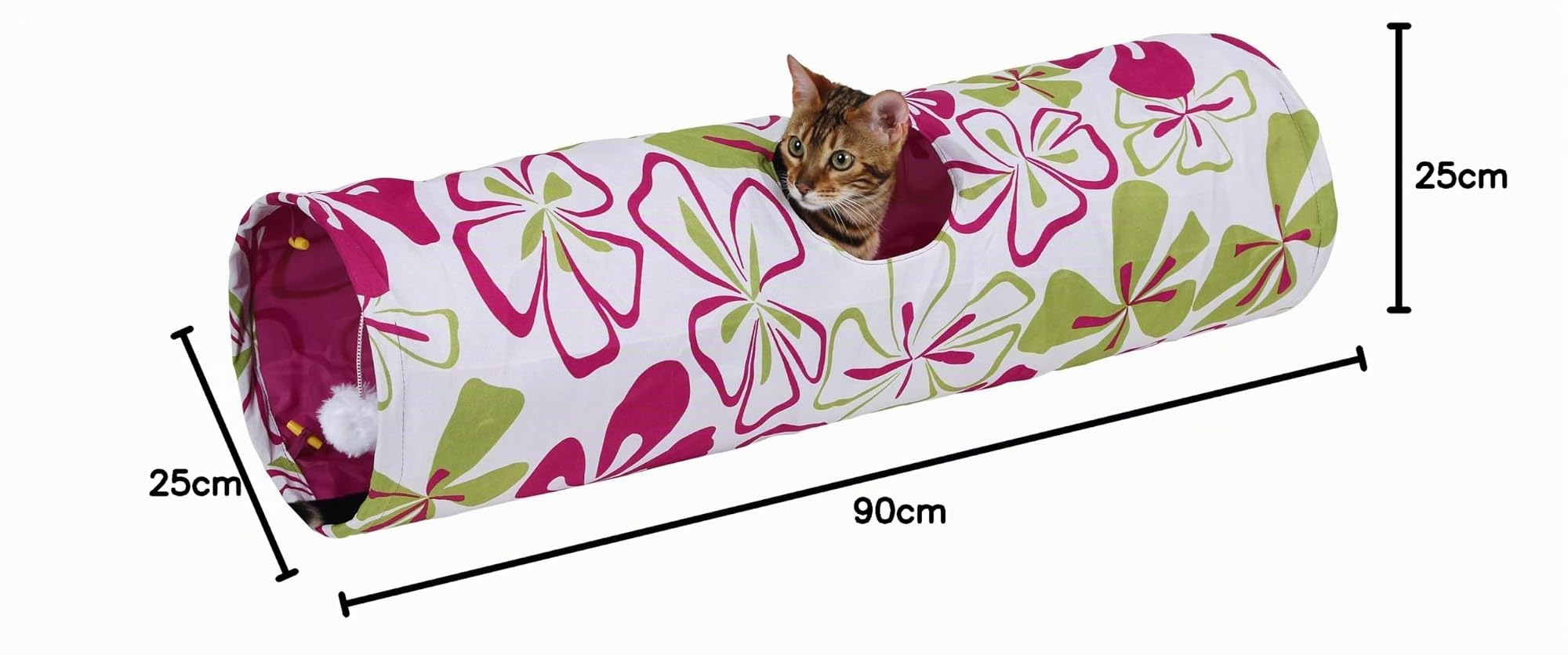 Kerbl Pet Tunnel pour Chat Flower Multicolor, 90cm, Ø25cm