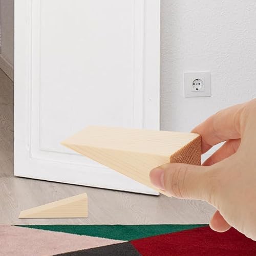 Miniatura 9 de Operitacx 10 topes de puerta de madera, tapones de puerta de madera triangulares antideslizantes, topes para la parte inferior de azulejos,
