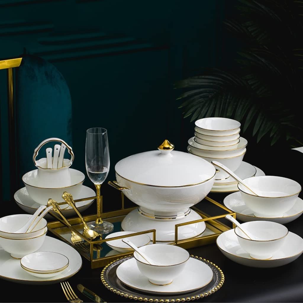 Zestaw naczyń europejskich, porcelana kostna, komplet naczyń kuchennych