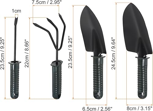 Miniatura 2 de PATIKIL Juego de herramientas de jardín, 1 juego de 4 piezas de acero al carbono, mango antideslizante, pala de jardín endurecido, rastrillo para