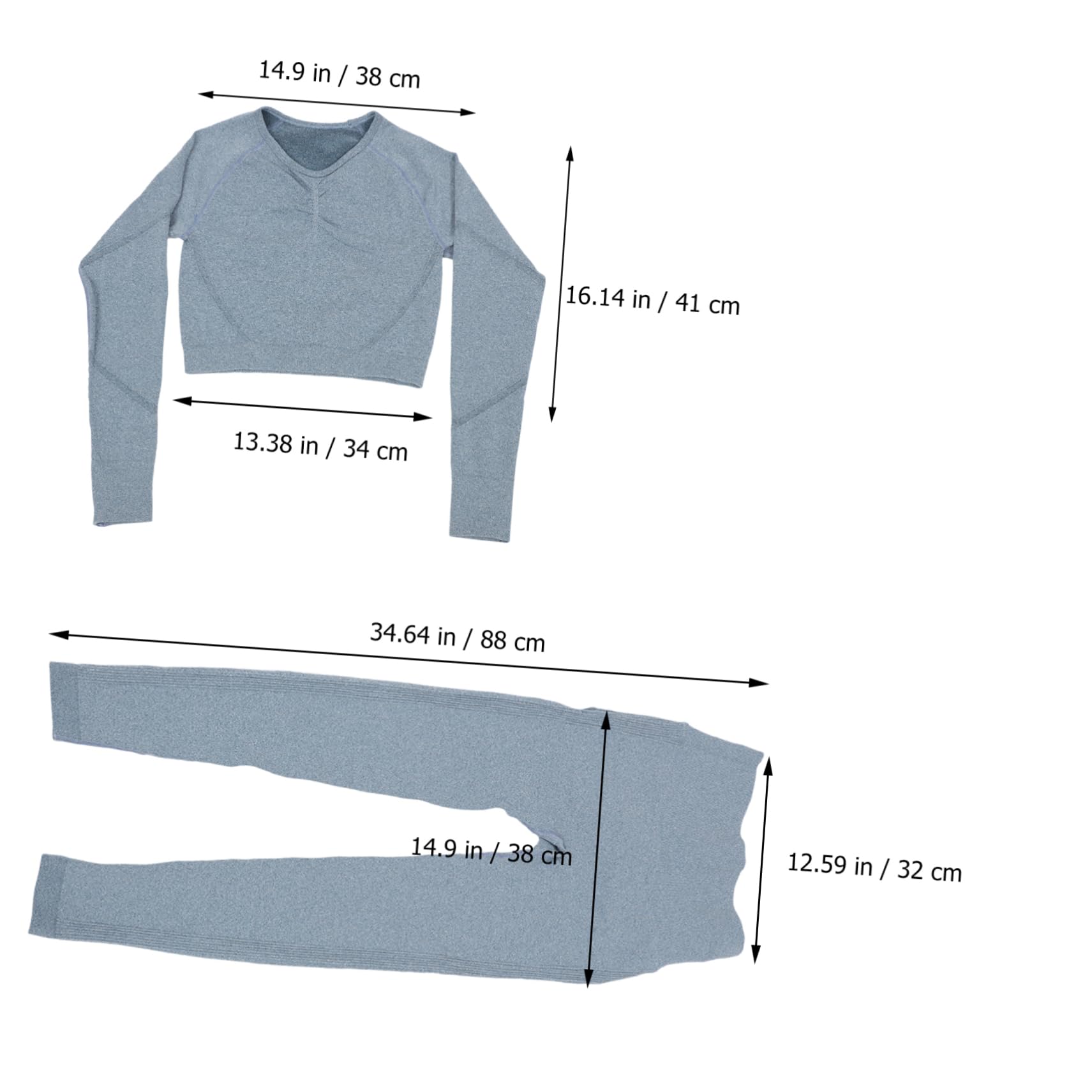 BESTYASH Ensemble de Yoga sans Coutures Bleu L, 1 Set, Chinlon, Haut