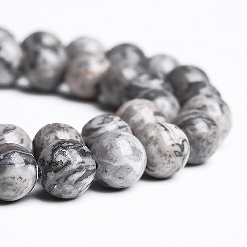 Miniatura 2 de Cuentas sueltas de jaspe de mapa de piedra natural de 0.315 pulgadas, 45 unidades para hacer joyas y pulseras