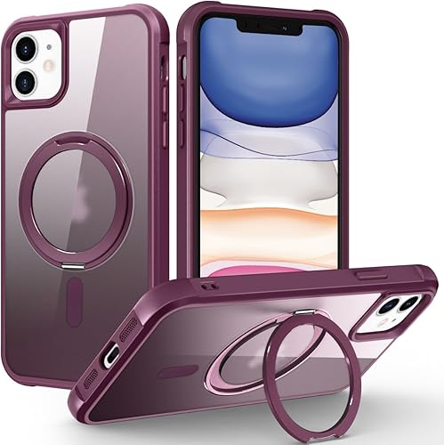 Miniatura 1 de Funda para iPhone 1314 con soporte de anillo magnético giratorio de 360 MagSafe compatible protección de grado militar translúcido mate iPhone 1314