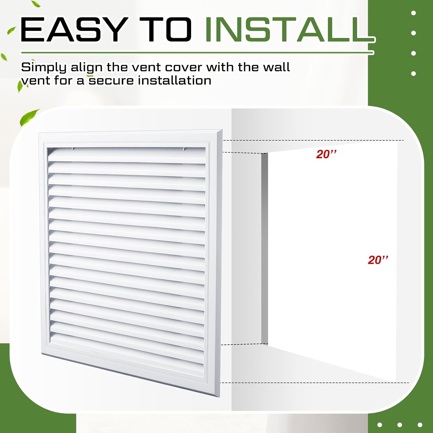 Blulu 20'' x 20'' Decorative Gable Vent Heavy Duty Cold Air Return Attic Vent Cover for Walls Shed Crawl Space Houses Garage Various Home Decoration