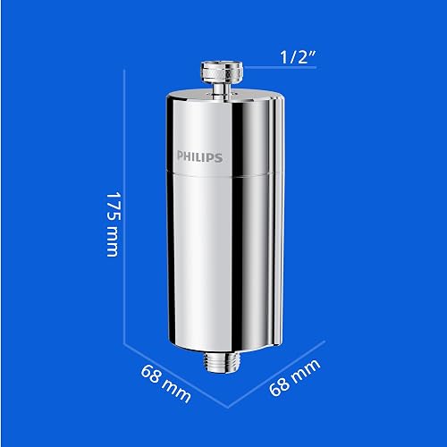 Philips Water Filtro da doccia In-Line con 3 confezioni di ricambio, riduce il cloro fino al 99%, facile da installare, compatibile con tutti i tubi e rubinetti standard, Cromo, capacità 50.000 L - 6