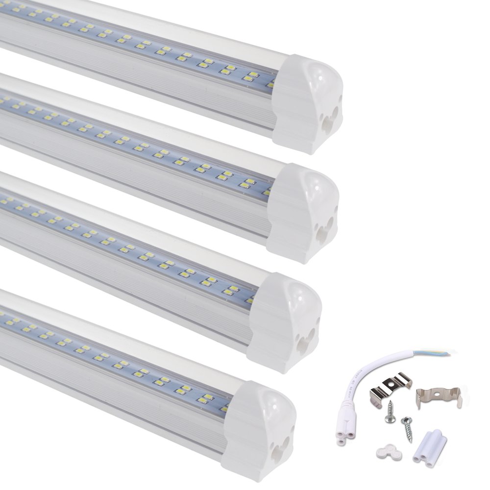 FALANFA Integrated LED Tube Lights 8ft Dual-Sided 170 Degree, 72W 72000LM, AC85-277V, SMD2835 Clear Cover, Cool White 6000K, LED Cooler Door Lights 25 Pack