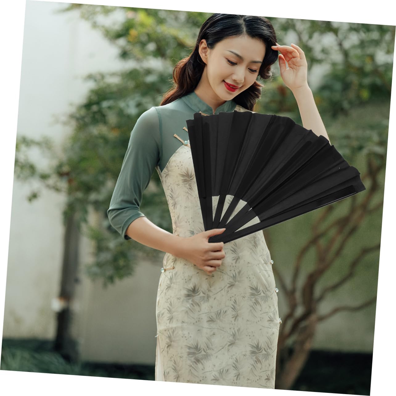 [JUNENTER] 大型折りたたみ式扇子 4個セット 中国風 手持ち扇子 女性用 パフォーマンス 結婚式 装飾用 ヴィンテージクラ
