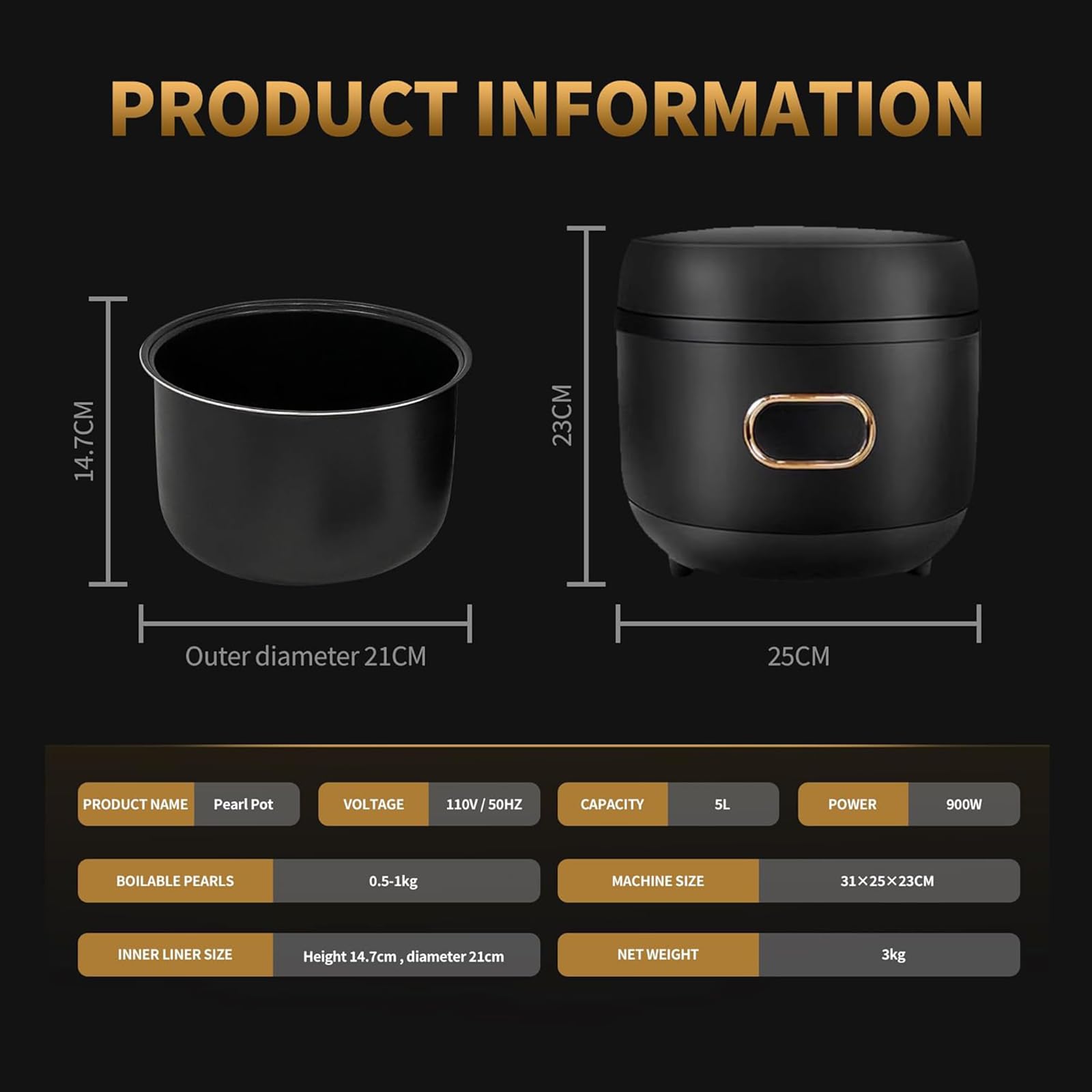 Olla boba comercial 900 W 5 litros automática para almidón de patata perlado control pantalla táctil