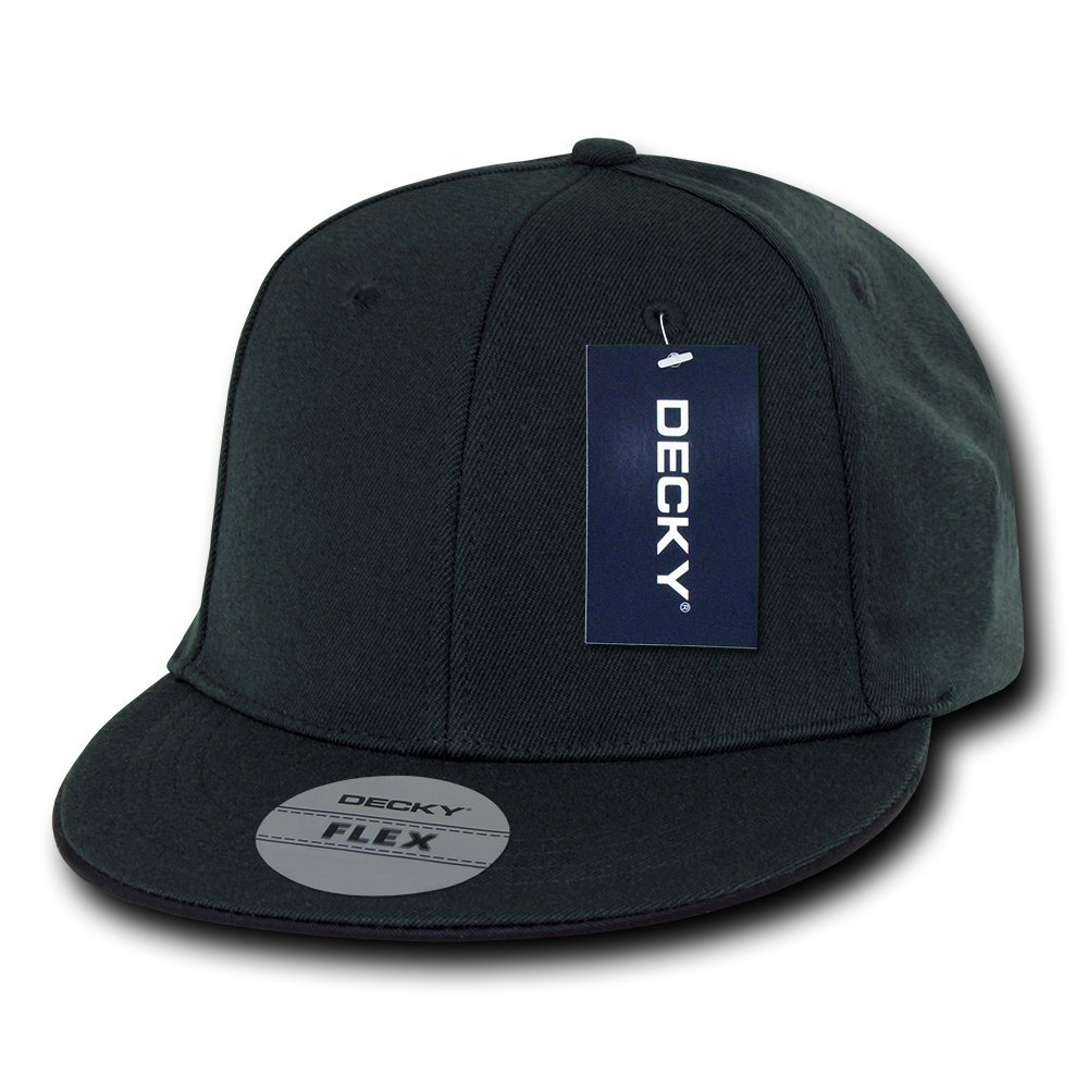 Decky Flat Bill One Size Flex Baseball Cap - Black