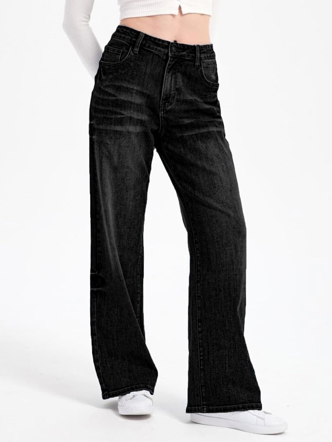 Women's high Waisted Loose Stretchy Jeans Wide Leg Tummy Control Straight Leg Denim Pants Baggy Trendy Jeans for Women - Image 6