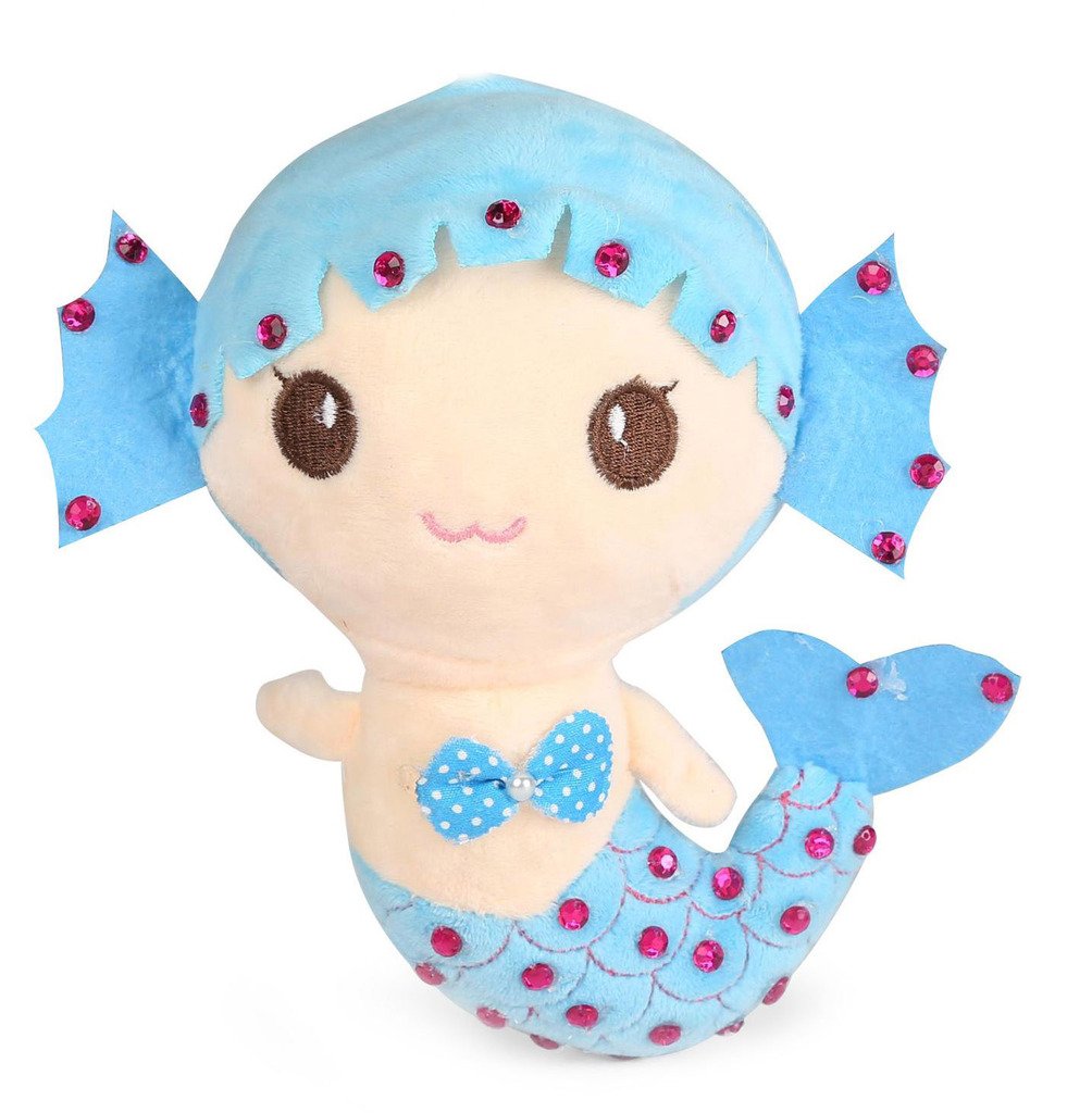 Tickles Cute Mermaid Soft Stuffed Plush Animal Toy for Kids Girls Birthday Gifts (Color: Blue Size: 20 cm)