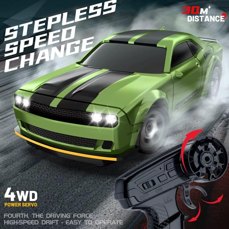 Image of 1:64 Scale Desktop Drift car | 2.4Ghz| RC Cars, Remote Control Car Toy, RC Drifting Cars, 2 Speed Modes (Gorgeous Green)