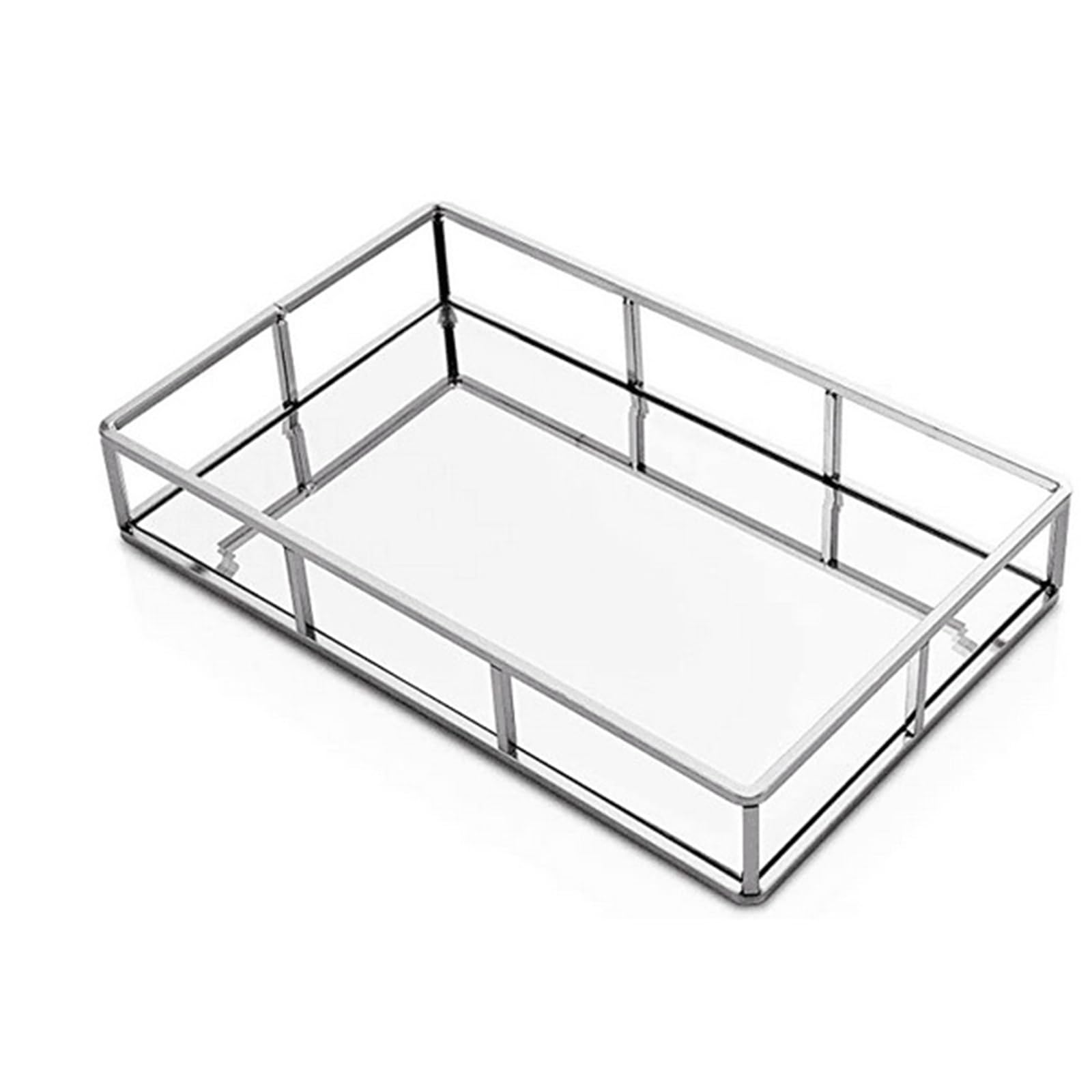 Verspiegeltes Tablett 25x35 Cm, Achteckform, Gold – Metall Mit Spiegelglas, Deko-Organizer Für Kosmetik, Schmuck Oder Snacks