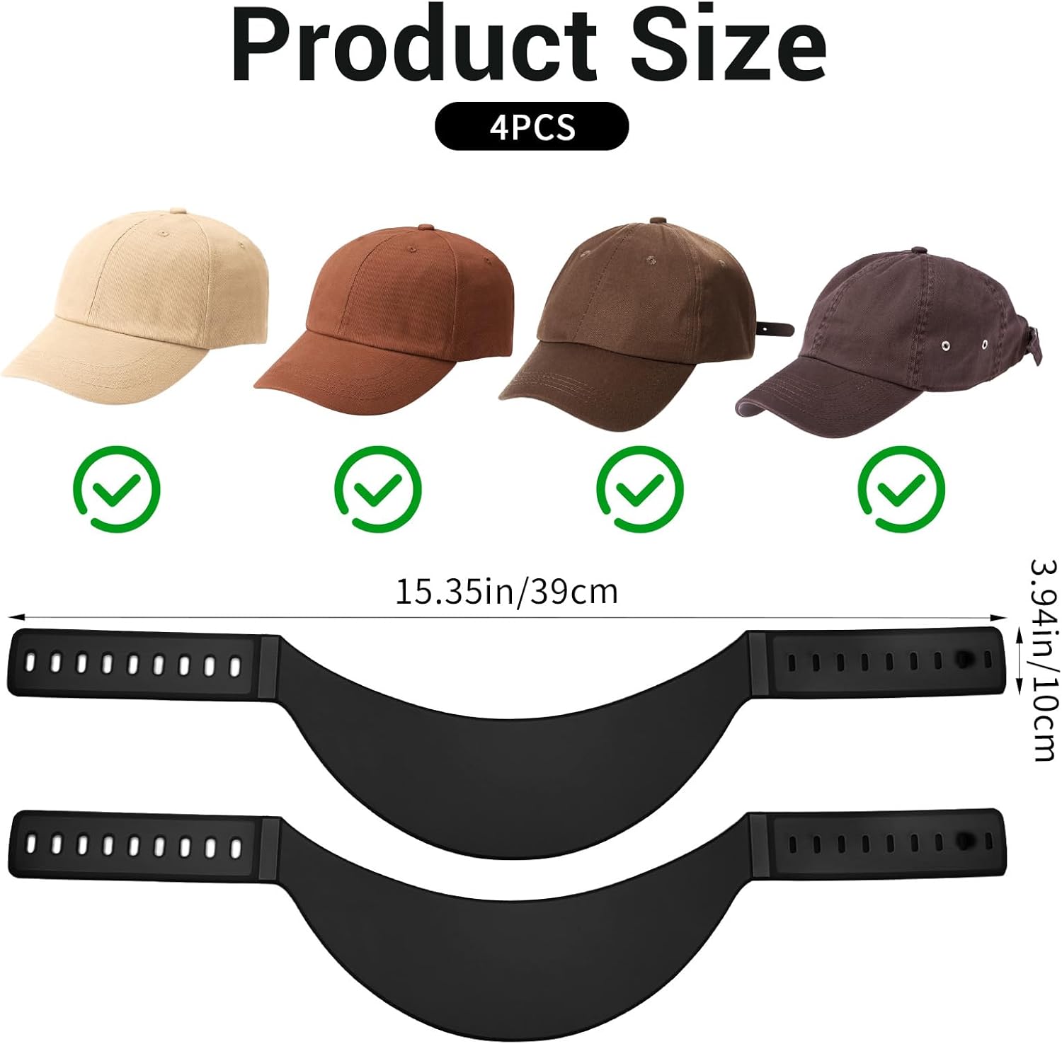 4pcs Hat Bender,Easy Snap Hat Curver Tool, 9 Adjustment Ranges, Plastic Hats Bender Brim, Suitable for All Types of Cap Brims, Including New Age Caps and Baseball Caps, Black