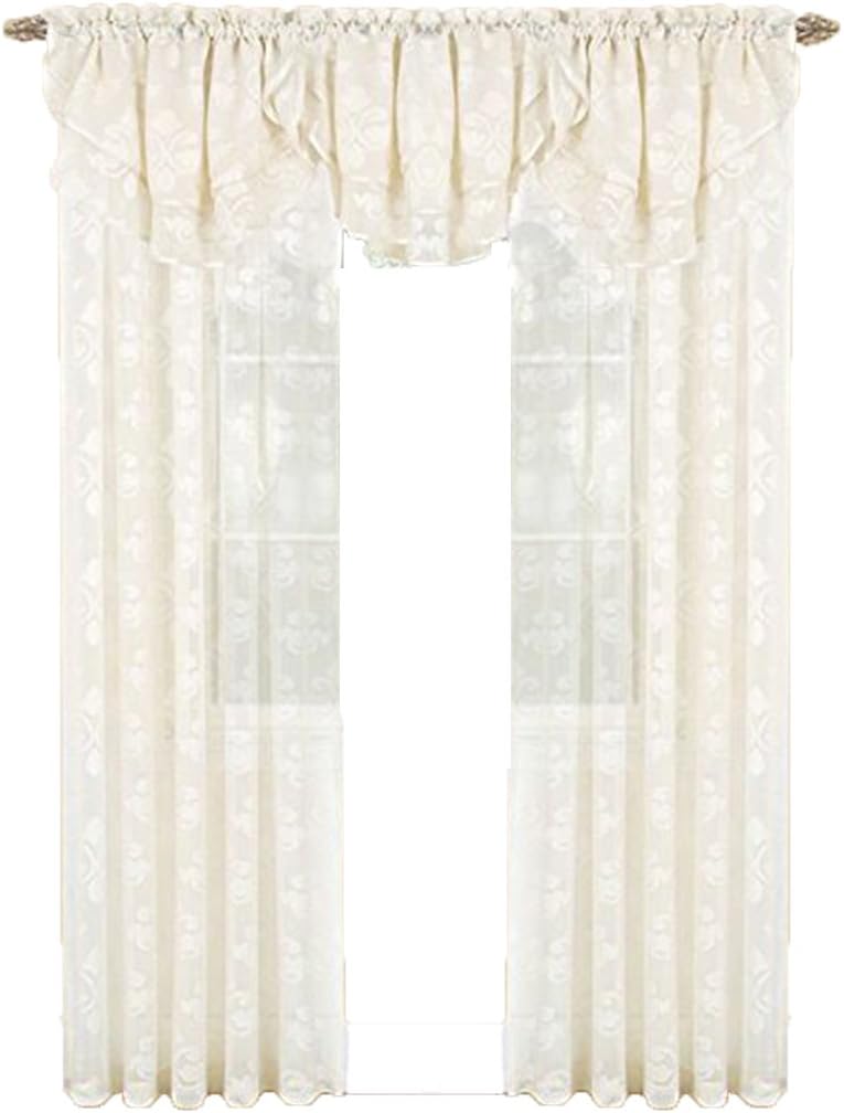 Peach Couture Jacquard Valance with Beautiful Fleur De Lis De 40 x 21 in, Ivory