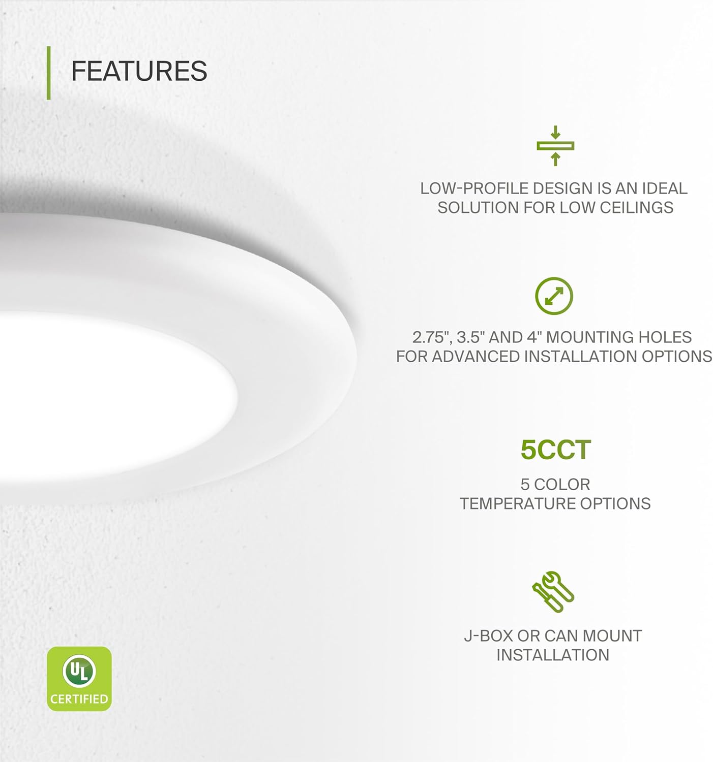 ASD 6 Pack LED Disk Lights 4 Inch, 10W 5CCT 2700K-5000K 685LM CRI90+, Dimmable Flush Mount Ceiling Light Fixture, Low Profile Surface Mount Disc Lights, Junction Box or Recessed Can Install, UL