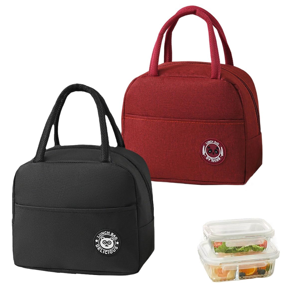 TESSTSY Lunch Bag, 2 Pack Insulated Lunch Bags, Wear-Resistant & Leak-Proof Thermal Bag with Aluminium Foil Small Cool Bags for Lunch, 6 L Womens Lunch Bag for Work, Travel, Outdoor