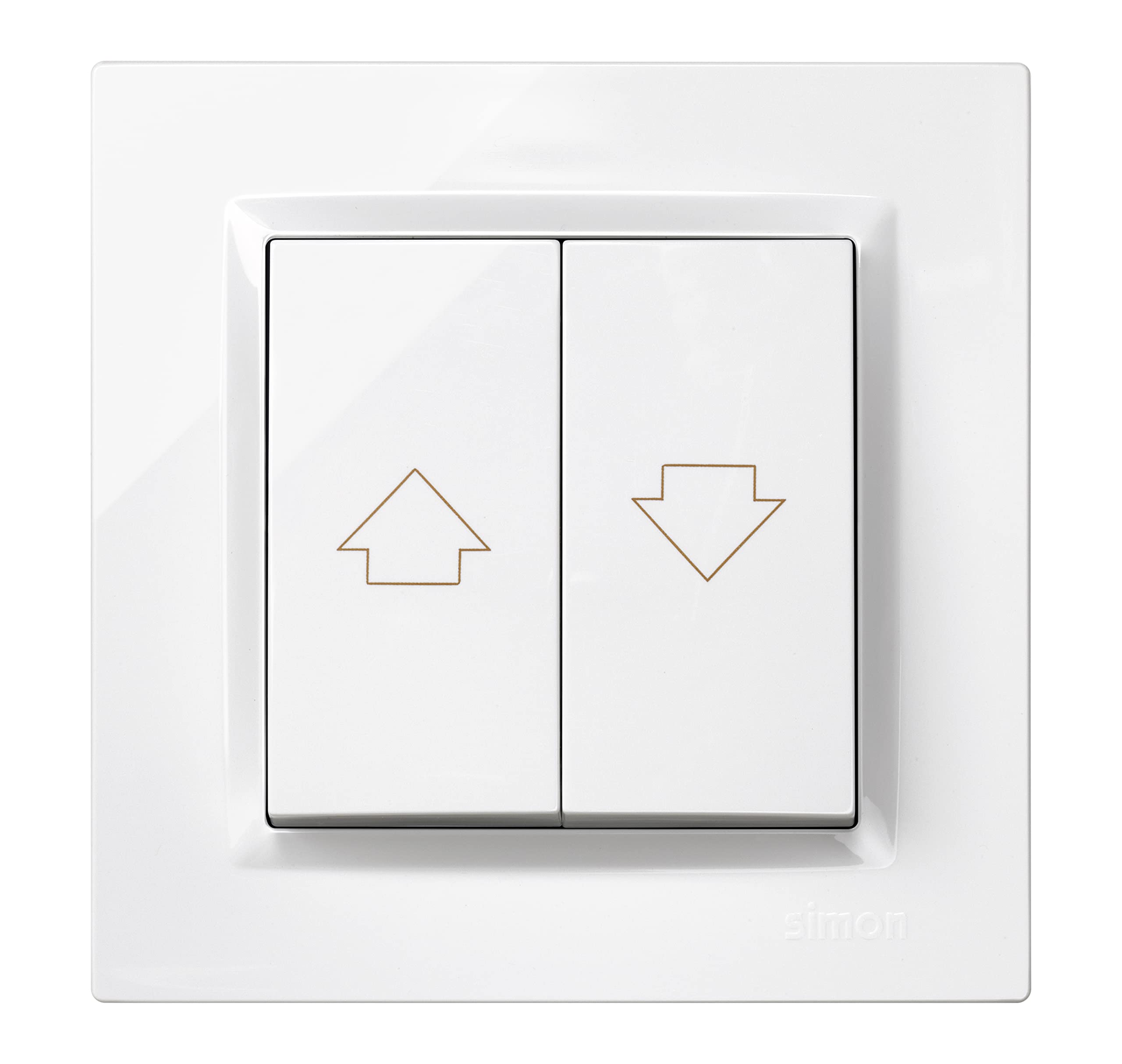 SIMON - Pulsador de Persianas, Interruptor Empotrable Pared, Serie Simon 10, Fácil de Instalar, Apto para Interiores, Incluye Marco, Tapa y Mecanismo, Pulsador Inteligente Color Blanco
