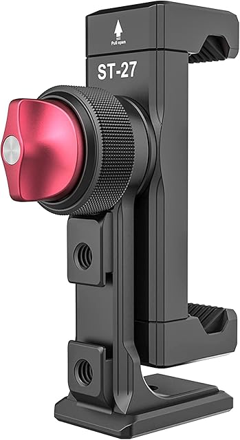 Phone Tripod Mount, ULANZI ST-27 Aluminum iPhone Tripod Mount w 3 Cold Shoes, Arca-Swiss Phone Mount for Tripod w 1/4" Screw Hole, 360° Rotating Tripod Phone Mount for iPhone, Galaxy, Huawei Phones