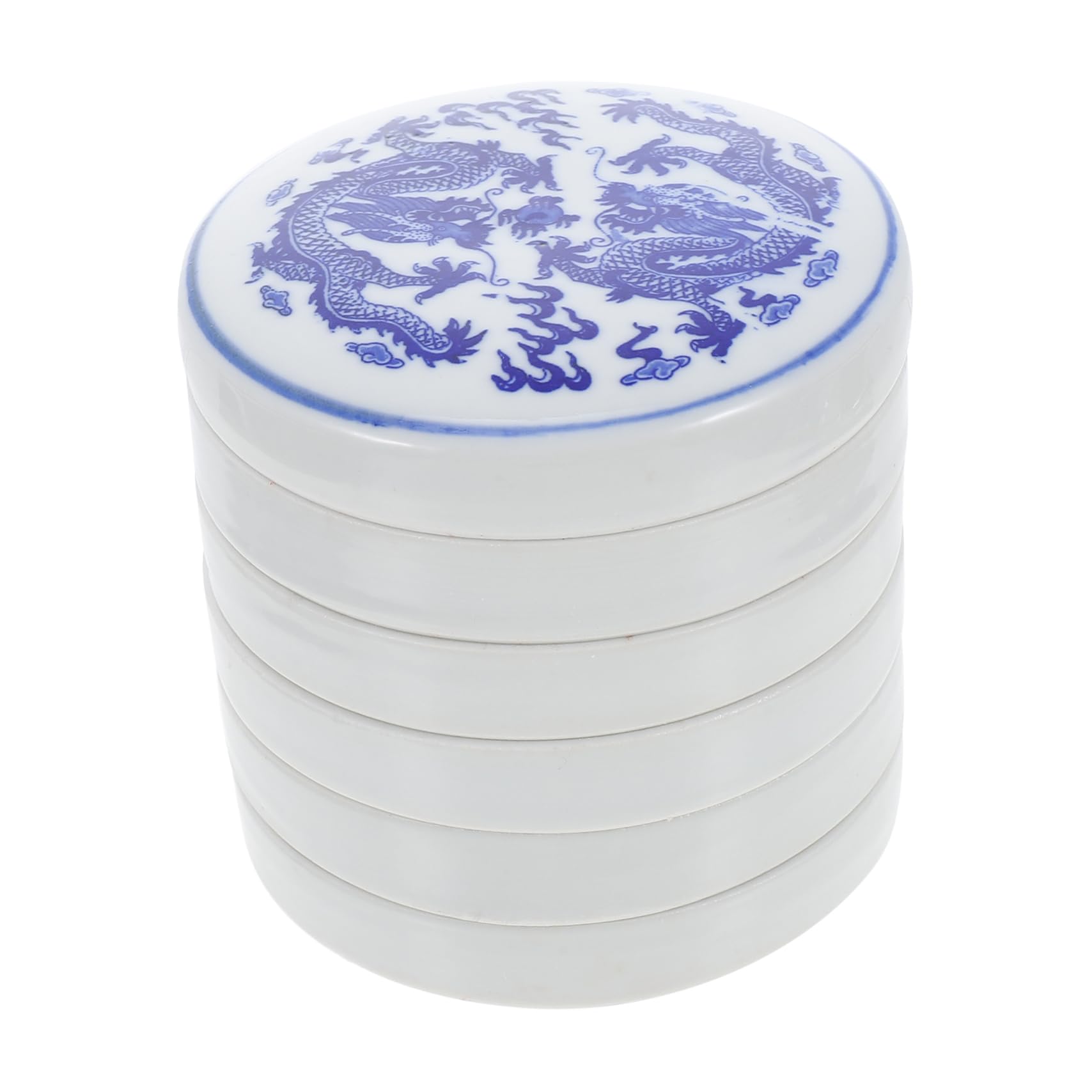 Ceramica Bianca Tavolozza Superficie Liscia con Coperchio, a 5 Strati e Bordi Arrotondati, per Mescolare Colori e Calligrafia