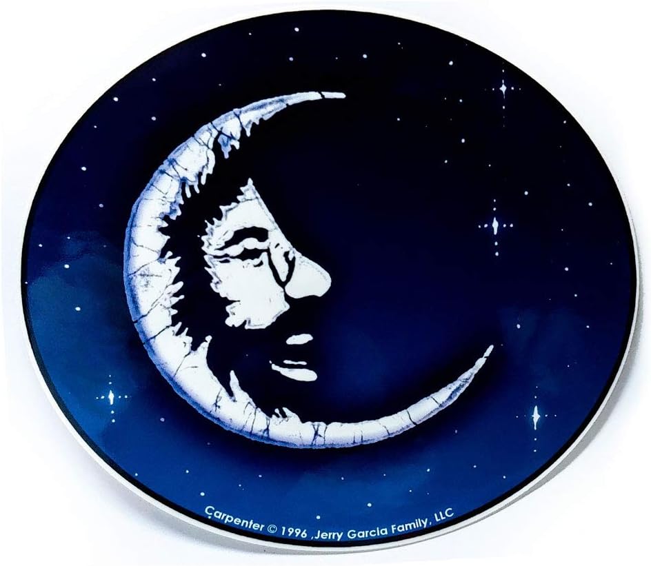 Grateful Dead Jerry Garcia Moon - Small Bumper Sticker / Decal (2.25" Circular)