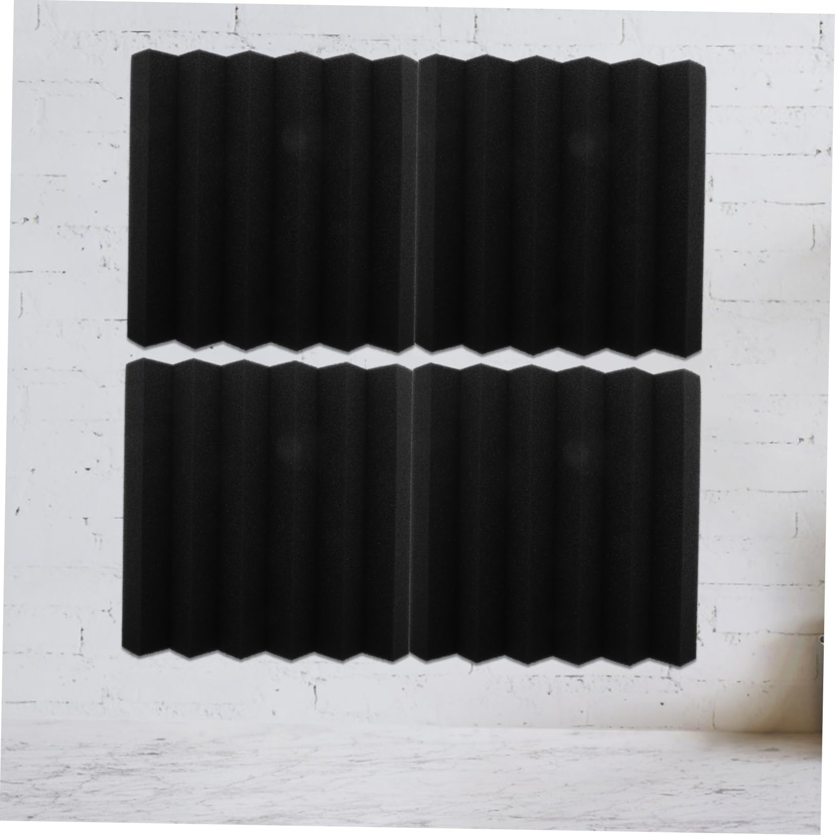 Pannello Acustico in Schiuma Nera 30x30x5 Cm 5 Pezzi | Design a Cuneo Scanalature Triangolari, Autoadesivo, Ignifugo, per Home Theater e Sala Cinema
