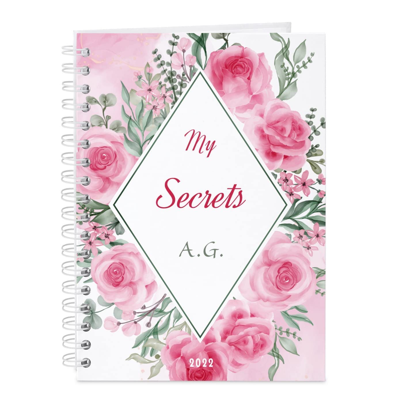 Maverton Ruled Notebook, 80 Page Personalized Hardback Journal, Roses — image 1