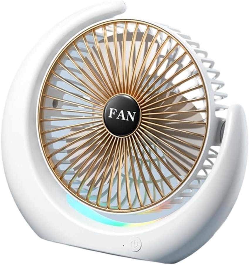 Practical Small USB Powered Desk Fan with Energy Saving Light for Computer Table