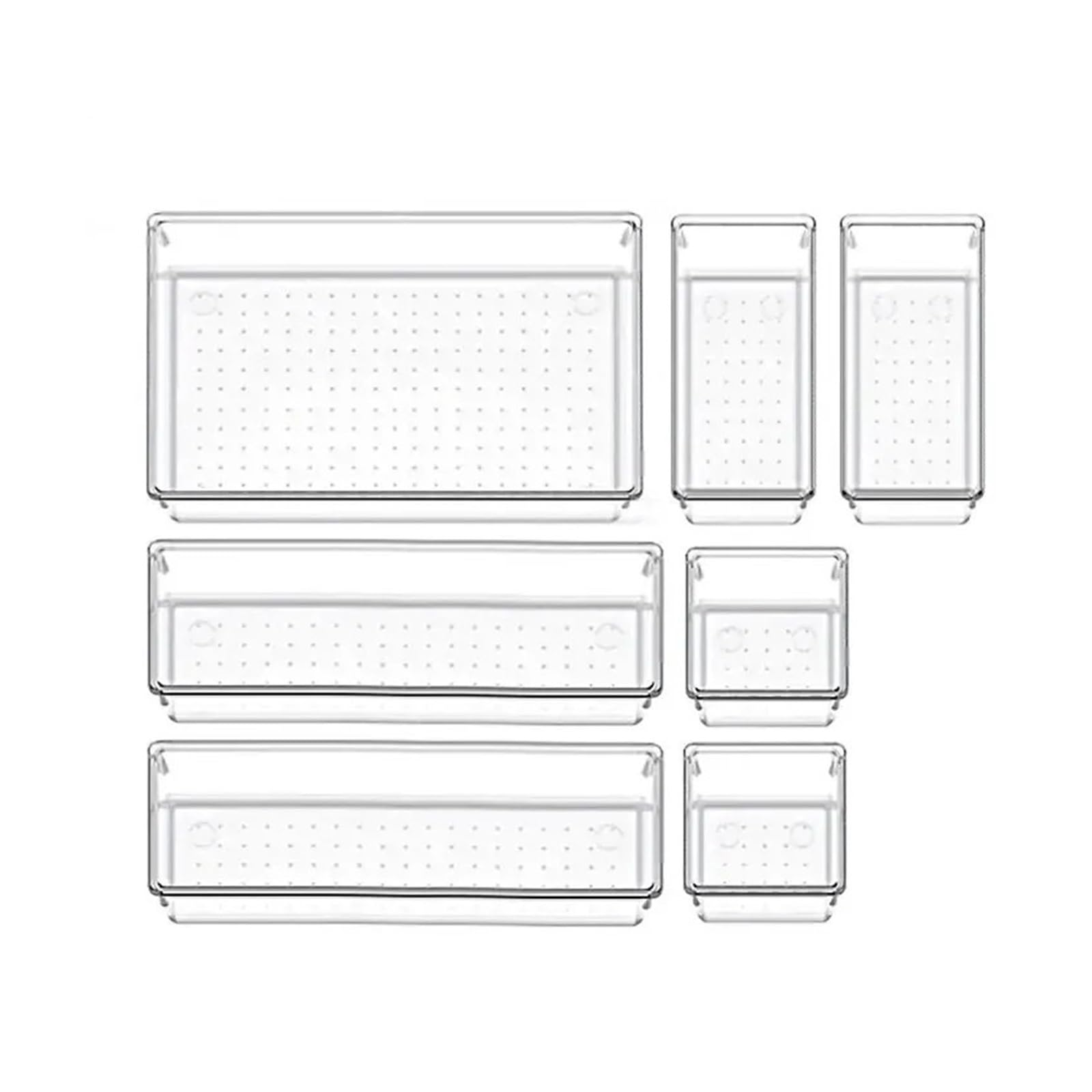 Generico Set di organizzatori for cassetti da 7/14 pezzi, divisori for scrivania in plastica trasparente, contenitori for cassettiera, for ufficio, for il trucco(7PCs G1008A)