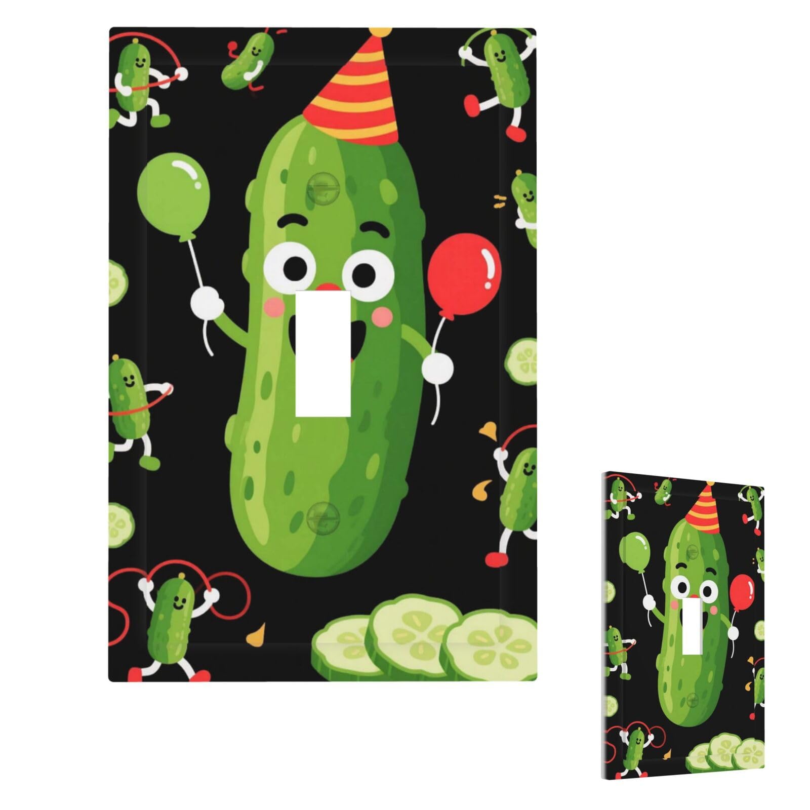 Fekiloot Single Toggle Funny Pickle Wall Plate Cover Modern Decorative 1 Gang Light Switch Cover Unbreakable Receptacle Outlet Covers For Living Room Bedroom Home Decor