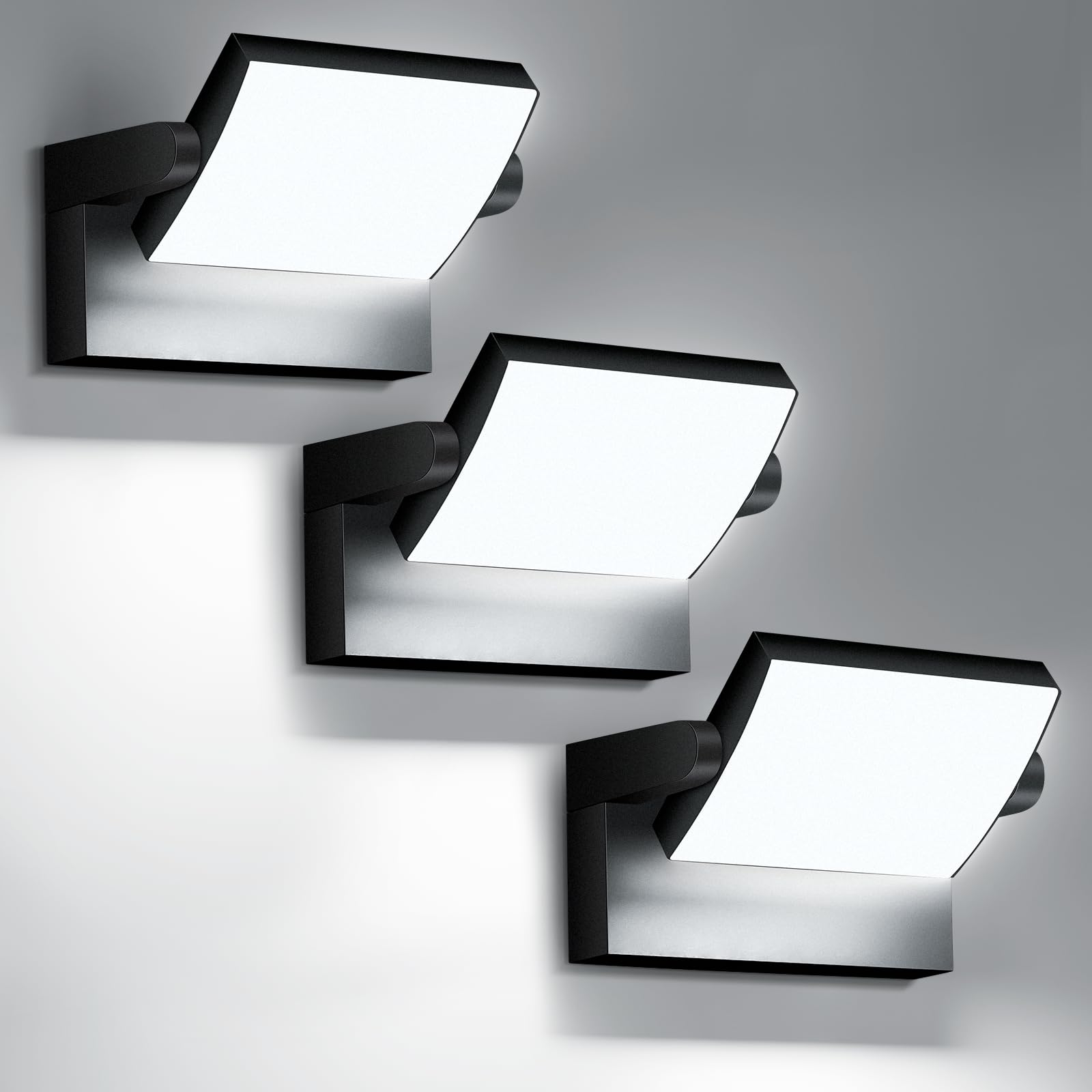 GXXG 40W Applique da Parete Esterno/Interno 4000LM Faretto Led da Esterno Bianco freddo 6000K 3 Pezzi Lampade da Esterno Regolabile IP65 Impermeabile
