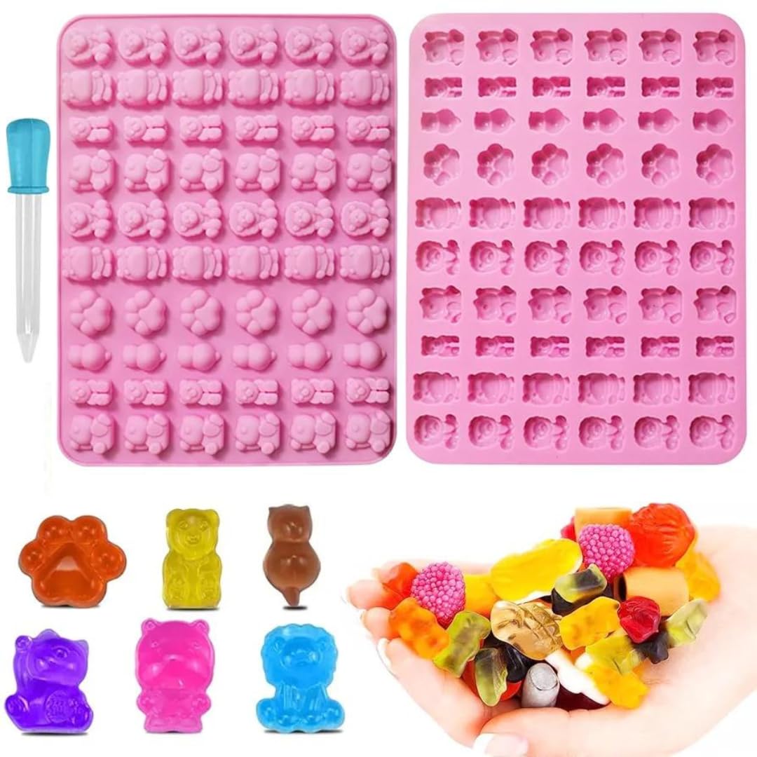 Animal Silicone Gummy Mould with Dropper for Baking Chocolate Candy Jungle Theme Cake Decoration Cupcake Topper Gummy Jelly Jello Ice Cube Tray Cookie Dessert Party Clay Resin Keychain Mold-image-23