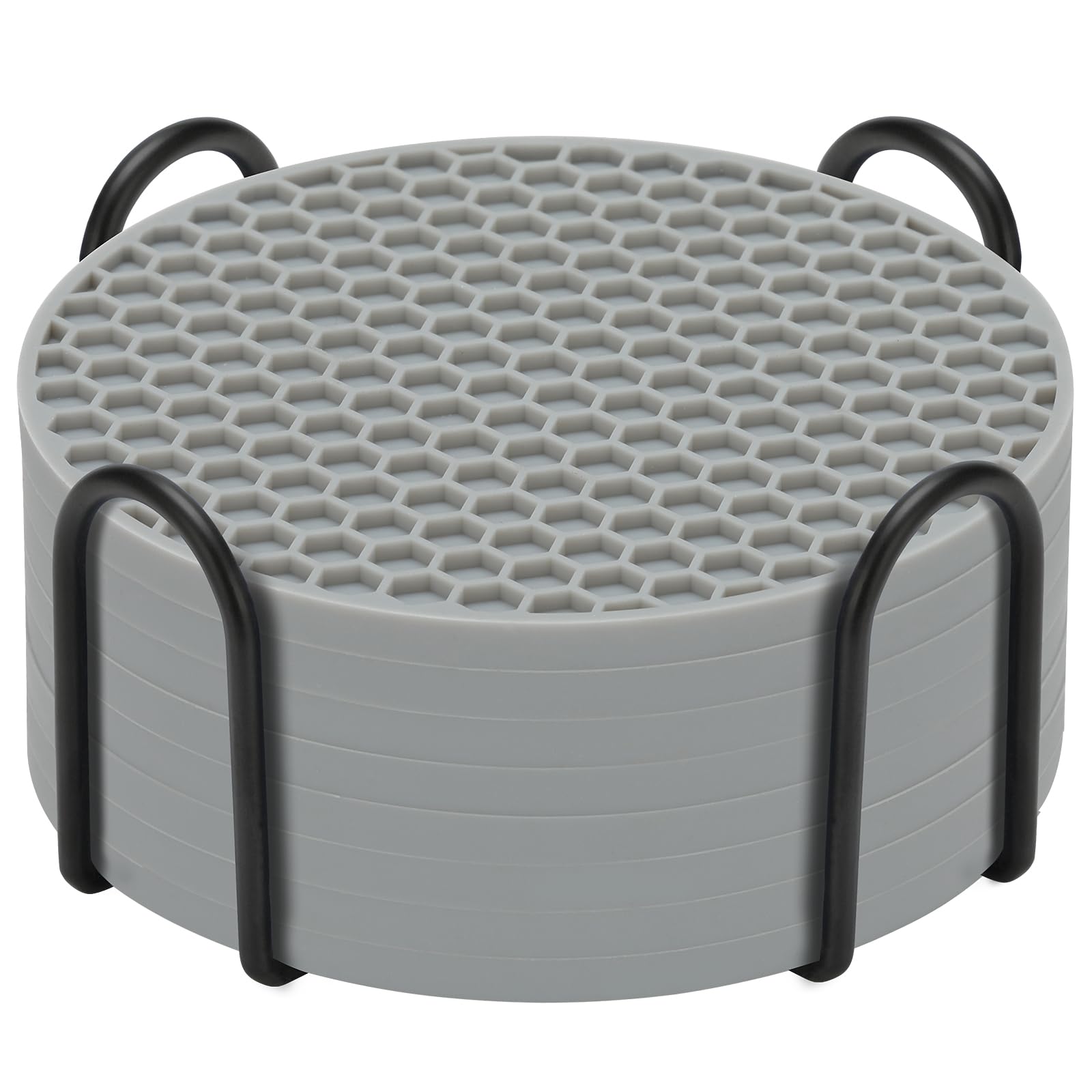 Silicone Coasters Set of 8 with Holder,Coasters for Drinks,Beer,Coffee Coasters,Suitable for Kinds Cups,Hot or Cold,Anti-SLI,Non-Stick,Anti-Overflow