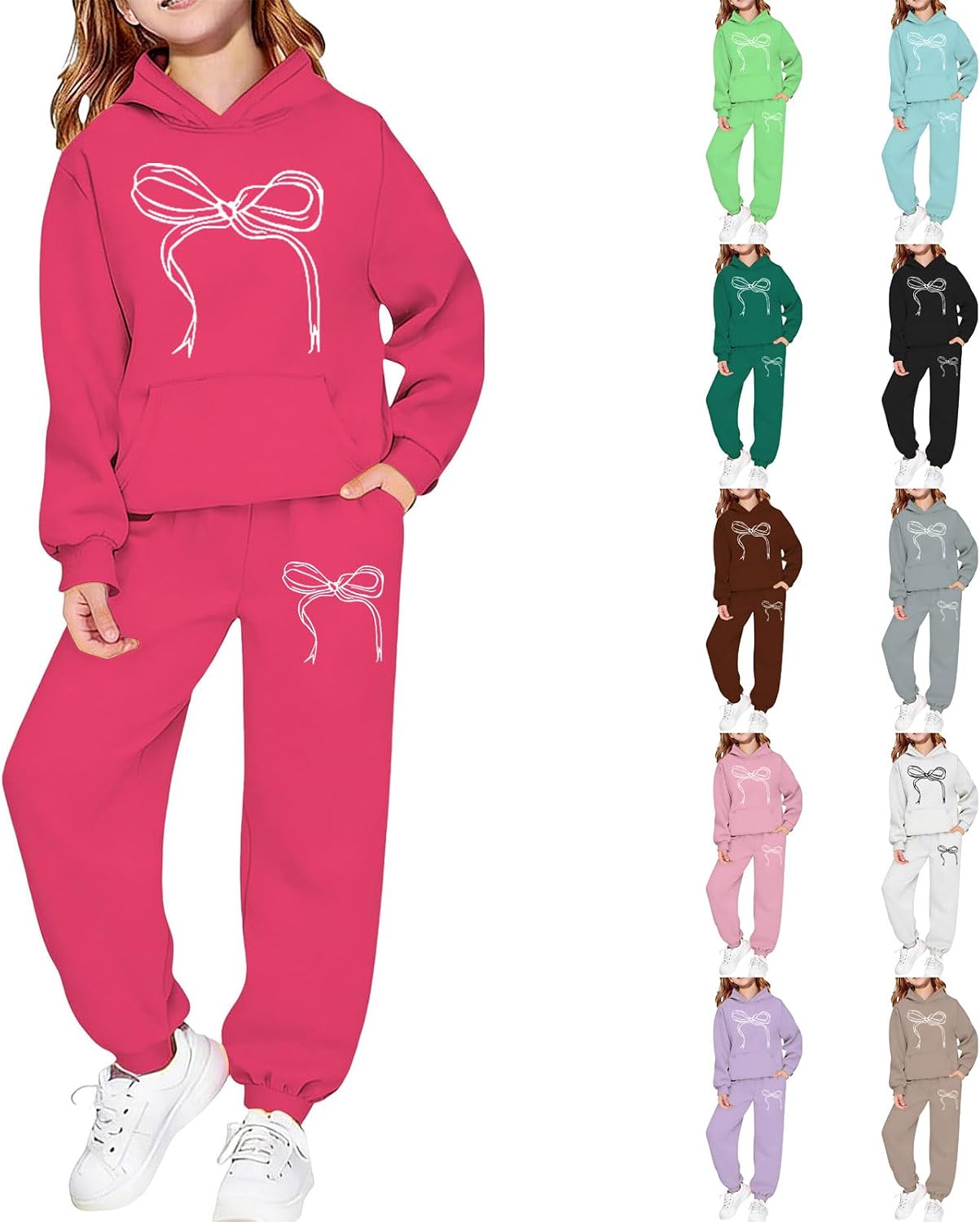 Girls Hoodie Zipper Sweatsuit Boys 2 Pcs Tracksuit Zip Up Hoodie Tops Sweatpants Jogger Outfits Set