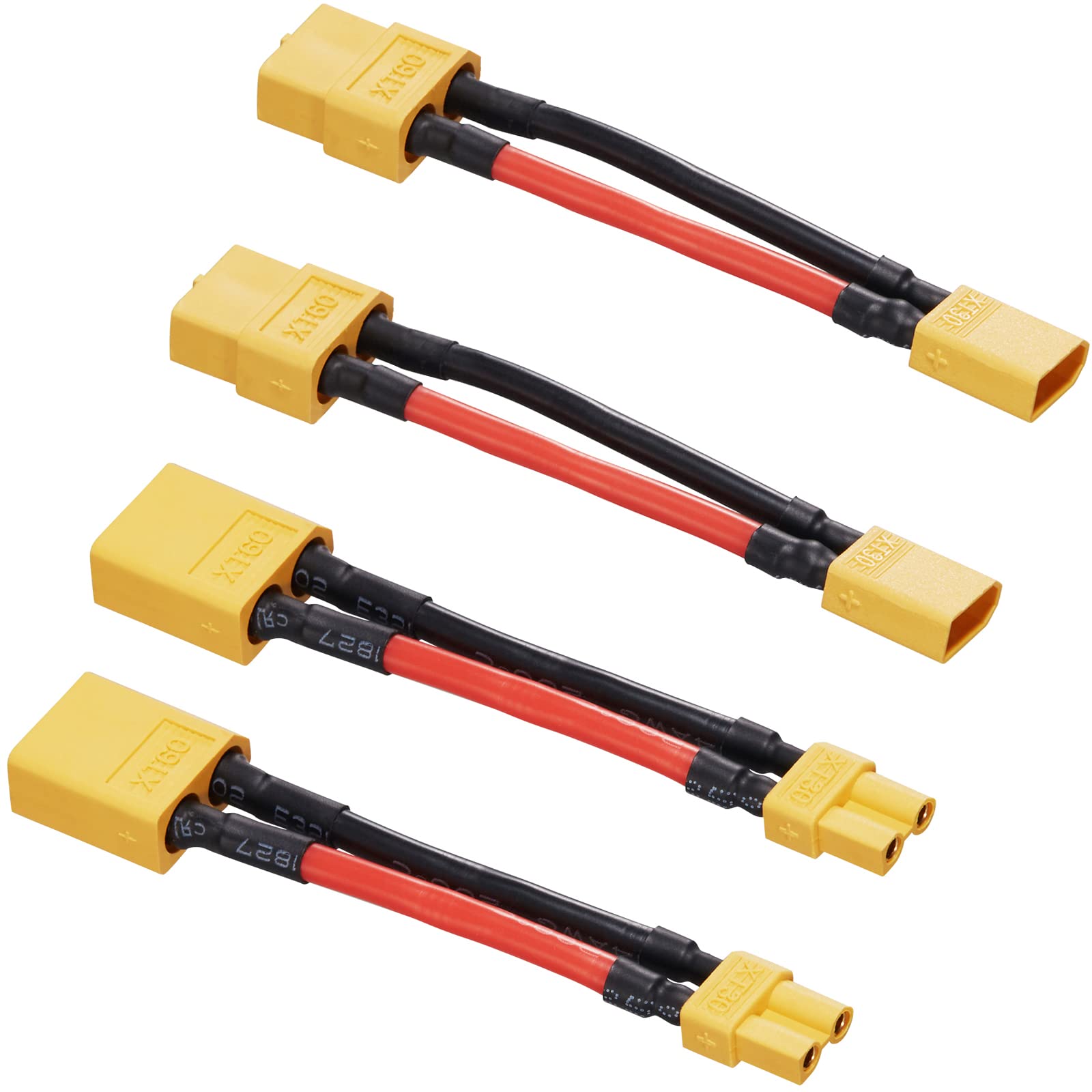 Adaptador XT60 macho a XT30 Famale con cable de 14AWG y adaptador de conector macho XT30 a hembra XT60 con cable de 50 mm 14AWG para batería de litio Micro FPV Drone xt30 xt60 FPV (paquete