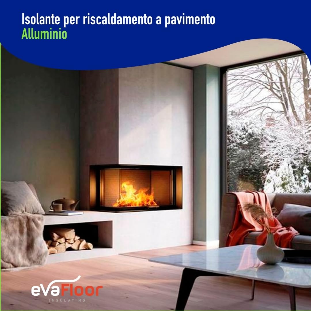 Pack 2 Sottopavimento per Laminato Radiante in Alluminio 1x20 metri | Sottopavimento Isolante | Base in EVA 2mm + Strato in Alluminio | Include Adesivo