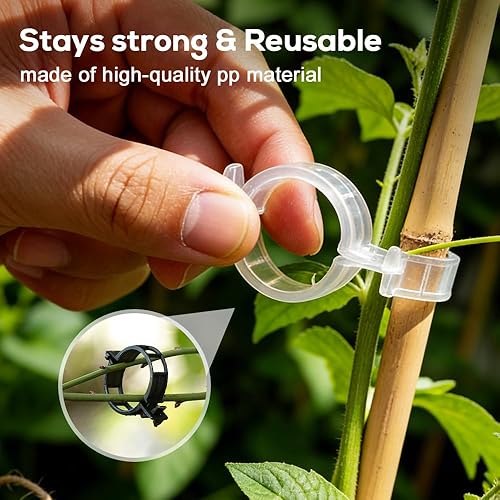 Miniatura 4 de 50 clips de plástico seguros para plantas, clips de jardín para plantas trepadoras, clips de plástico para soporte de plantas, clips de fijación de