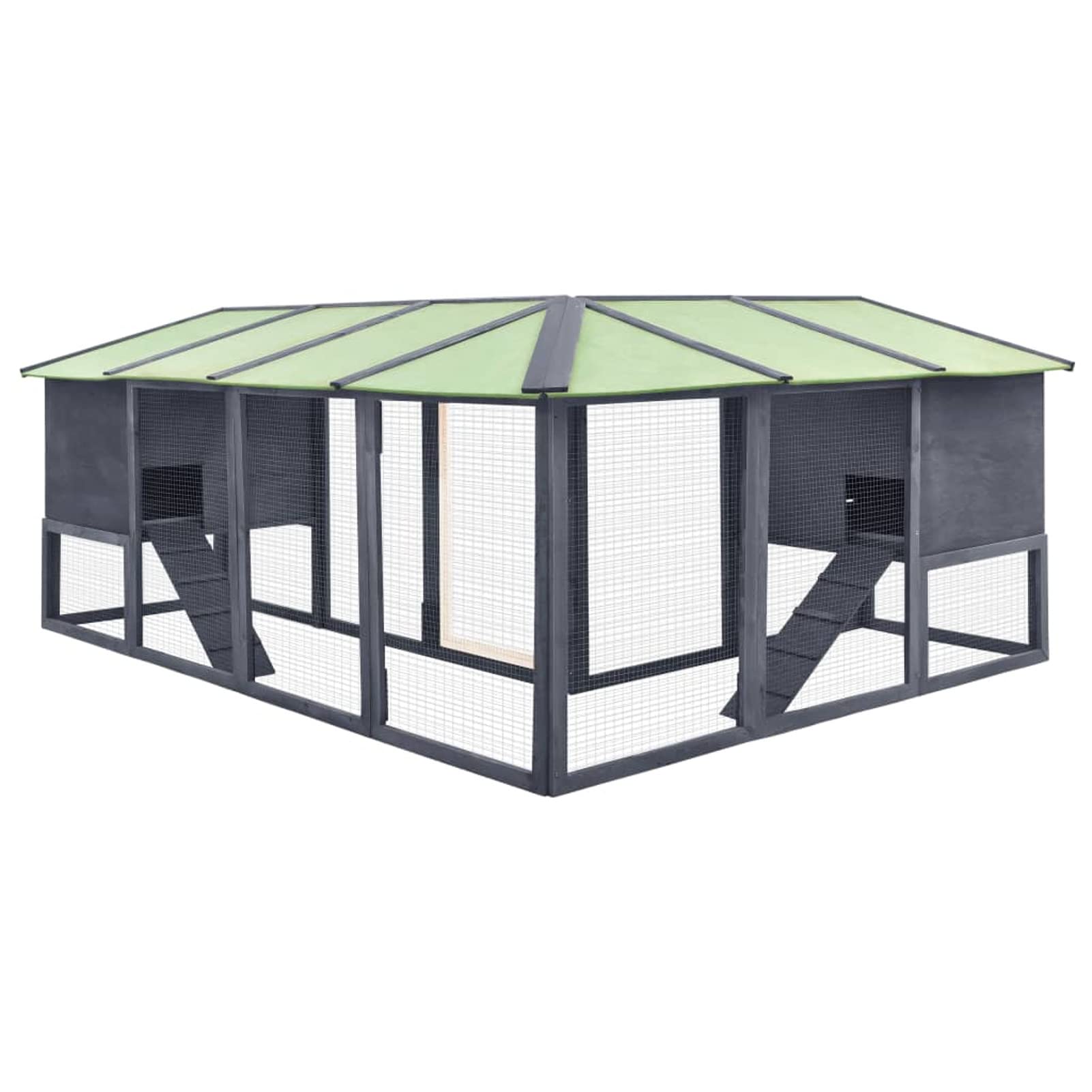 ShGaxin Jaula conejera de Exterior con Corral, Jaula Cobaya, Jaulas para Conejos, Jaula Hamster, Casa Conejo, Casita Conejo, Conejo, Madera Abeto Gris Blanco