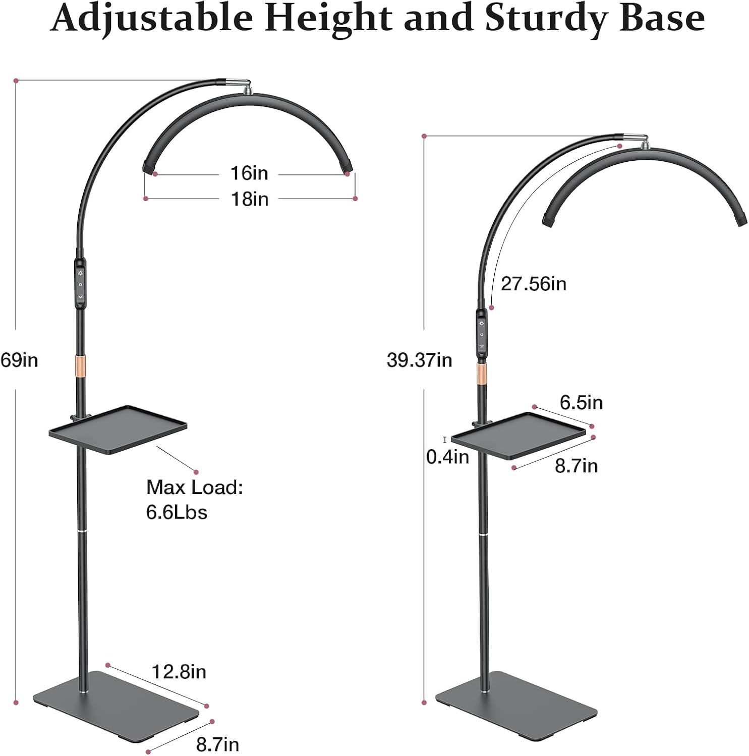 Lash Light, Half Moon Lamp with Tool Tray, LED Moon Light for Eyelash Extensions, Flexible and Adjustable Color Modes, Suitable for Beauty Salons and Beginner DIY (Black)