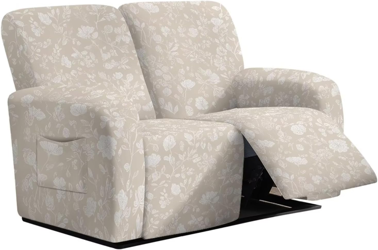 Floral Vintage Beige Print Loveseat Covers Stretch Love Seat Sofa Covers Washable Reclining Loveseat Slipcover 2 Seat Couch Covers for Living Room Decor
