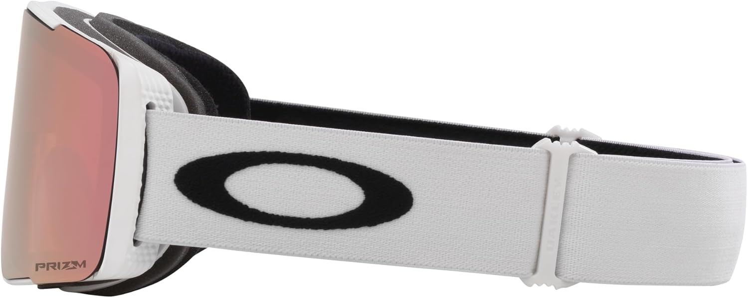 Oakley Line Miner Pro Low Bridge Fit Snow Goggle, Matte White Strap w/Prizm Snow Rose Lens, Medium