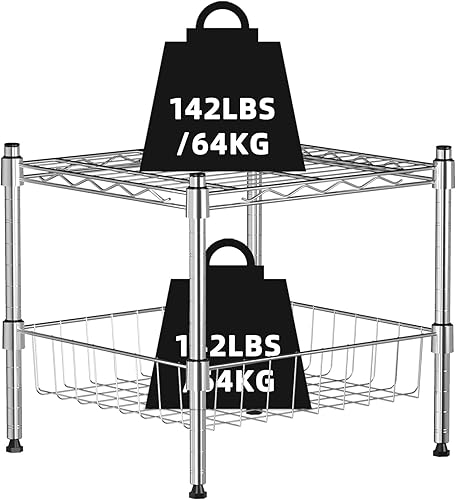 Estante apilable ajustable, apilable y expandible, unidad de almacenamiento resistente, estante organizador de gabinete (2 niveles)