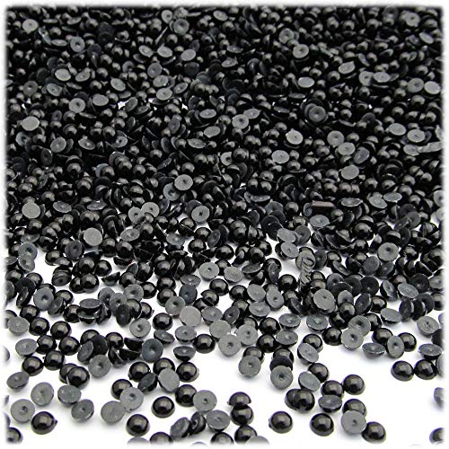 1,000pc Pearl Finish Half Dome Beads, Round, 3mm, Pitch Black
