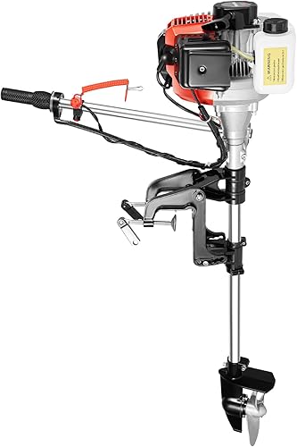 Motor fuera de borda de gasolina de 2 tiempos, motor de barco de pesca resistente de 52 CC con sistema CDI de refrigeración por agua de eje largo,