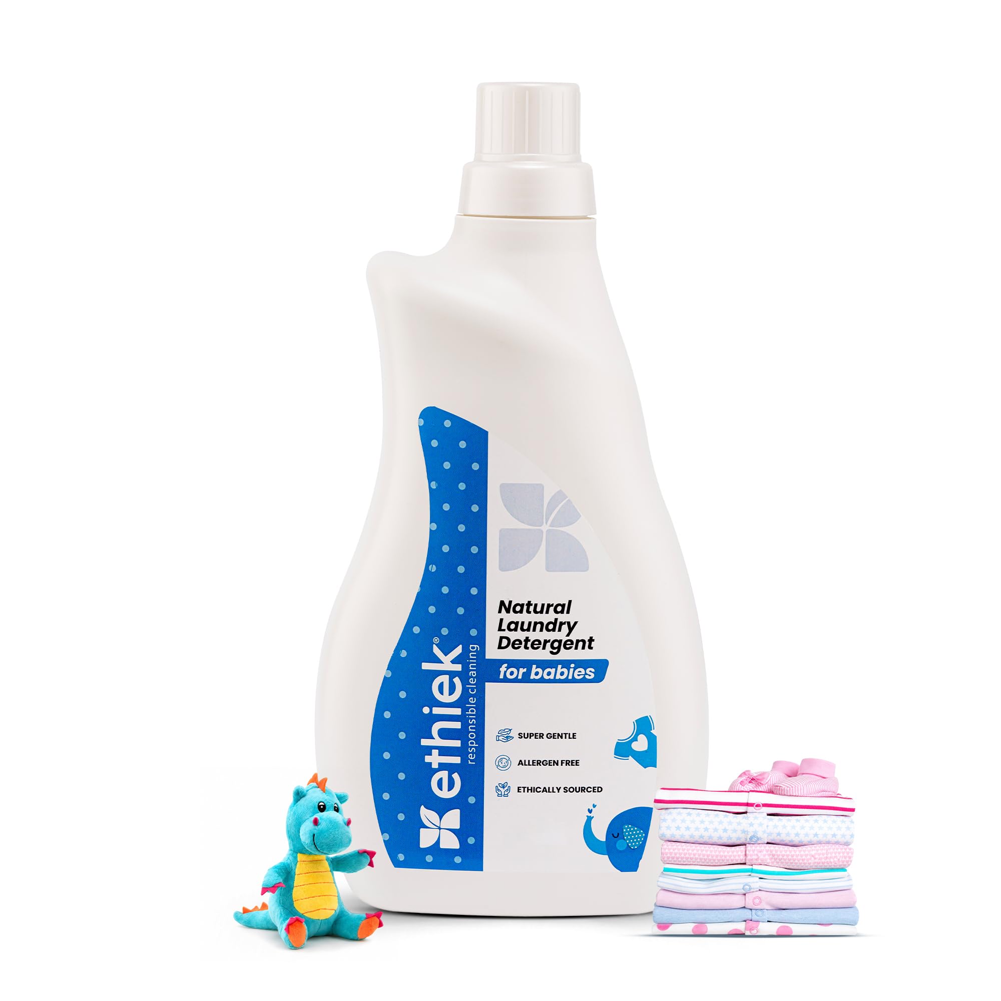 Ethiek Baby Laundry Detergent Liquid for Kids Clothes | Natural & Super Gentle Formula | Allergen-Free, for Newborns, Infants & Kids | Safe for Daily Wash | Front Load, Top Load & Hand Wash | 1 Litre-image-49