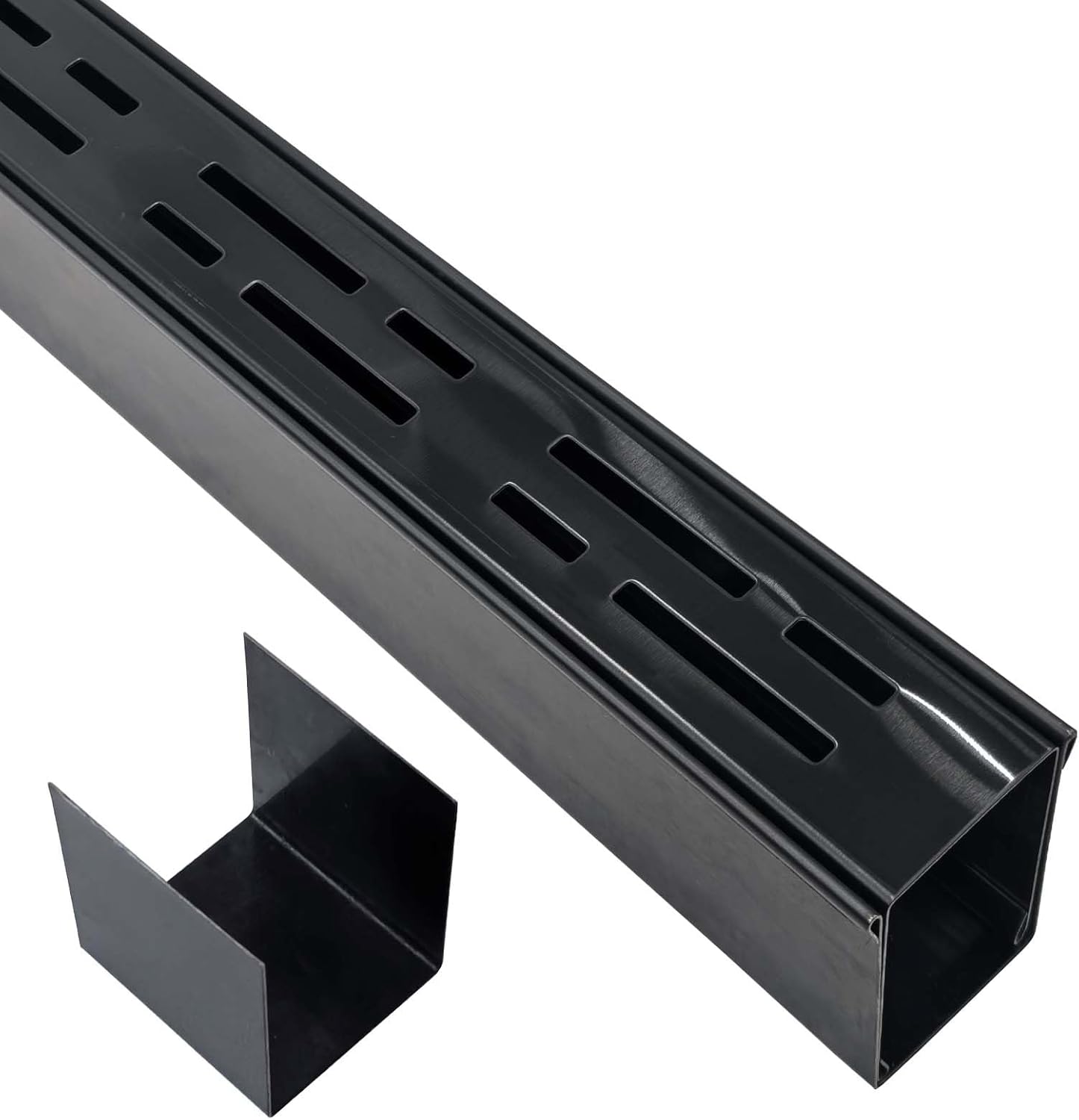 Black Channel Drain 2-Inch Wide X 3.3-Feet Long,Outdoor Pool Deck Drain Channel 304 Stainless Steel with Coupling,Pool Drain for Concrete/Paver/Patios/Walkways Black W-2INxL-3.3FT
