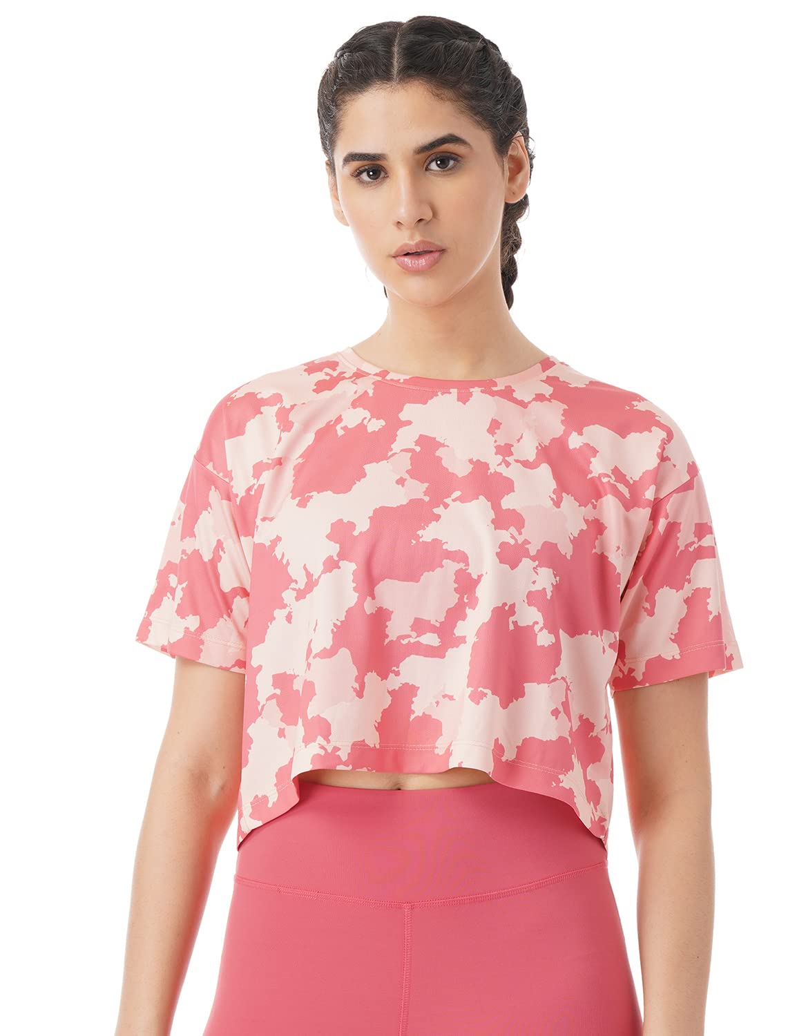 PUMP'D Athleisure Women's Boxy Top for Gym -Lightweight, Anti-Odor, UV Protect, Ultra Soft Seams Cropped Regular Fit |Women for Training Wear | Workout Quick Dry Gym Wear Running Short T Shirt